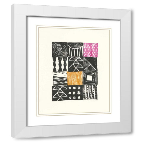 Block Print V White Modern Wood Framed Art Print with Double Matting by Prahl, Courtney