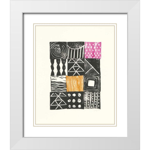 Block Print V White Modern Wood Framed Art Print with Double Matting by Prahl, Courtney