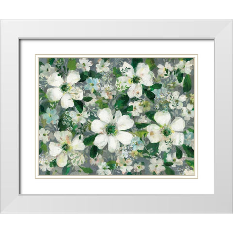 Anemones and Friends White Modern Wood Framed Art Print with Double Matting by Nai, Danhui