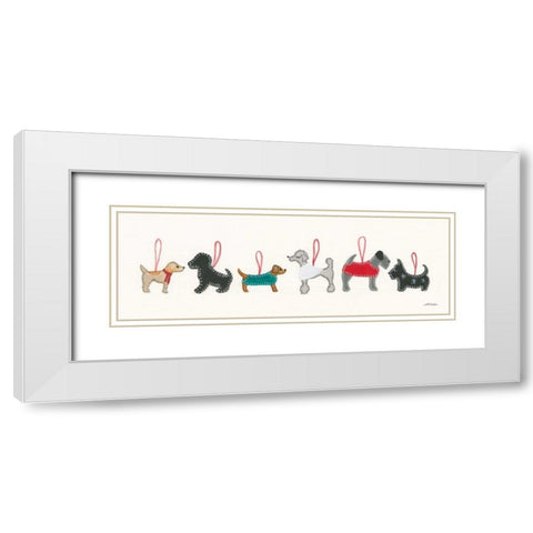 Holiday Dog Ornaments White Modern Wood Framed Art Print with Double Matting by Ducklow, Patsy