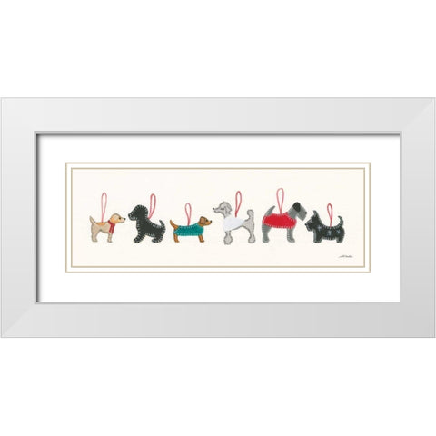 Holiday Dog Ornaments White Modern Wood Framed Art Print with Double Matting by Ducklow, Patsy