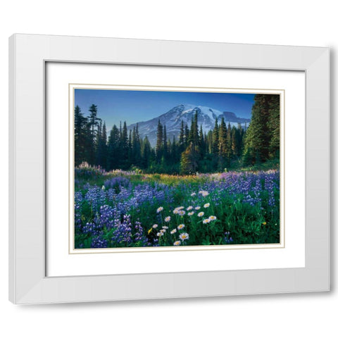 Mount Rainier White Modern Wood Framed Art Print with Double Matting by Majchrowicz, Alan