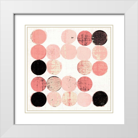 Dots II Square I Pink Black White Modern Wood Framed Art Print with Double Matting by Mullan, Michael