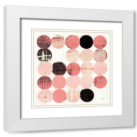 Dots II Square II Pink Black White Modern Wood Framed Art Print with Double Matting by Mullan, Michael