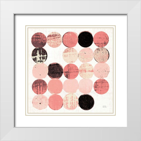 Dots II Square II Pink Black White Modern Wood Framed Art Print with Double Matting by Mullan, Michael