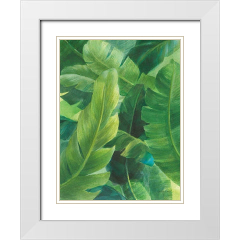 Palms of the Tropics I White Modern Wood Framed Art Print with Double Matting by Nai, Danhui