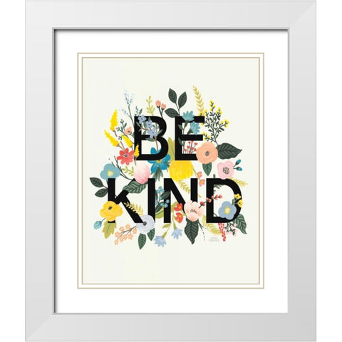 Wild Garden I Be Kind Cream White Modern Wood Framed Art Print with Double Matting by Marshall, Laura