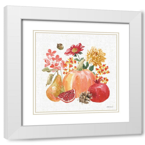 Harvest Bouquet VI White Modern Wood Framed Art Print with Double Matting by Grove, Beth