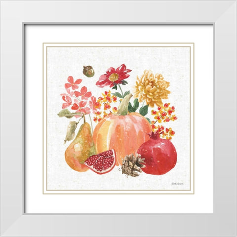 Harvest Bouquet VI White Modern Wood Framed Art Print with Double Matting by Grove, Beth