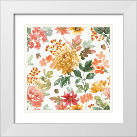 Harvest Bouquet Pattern I White Modern Wood Framed Art Print with Double Matting by Grove, Beth