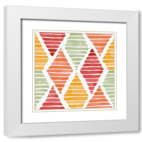 Harvest Bouquet Pattern IIA White Modern Wood Framed Art Print with Double Matting by Grove, Beth