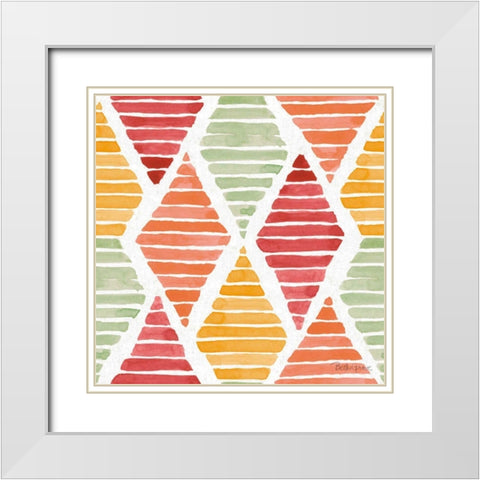 Harvest Bouquet Pattern IIA White Modern Wood Framed Art Print with Double Matting by Grove, Beth