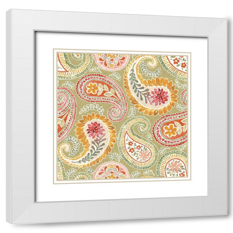 Harvest Bouquet Pattern IIIB White Modern Wood Framed Art Print with Double Matting by Grove, Beth