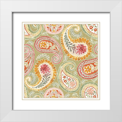 Harvest Bouquet Pattern IIIB White Modern Wood Framed Art Print with Double Matting by Grove, Beth