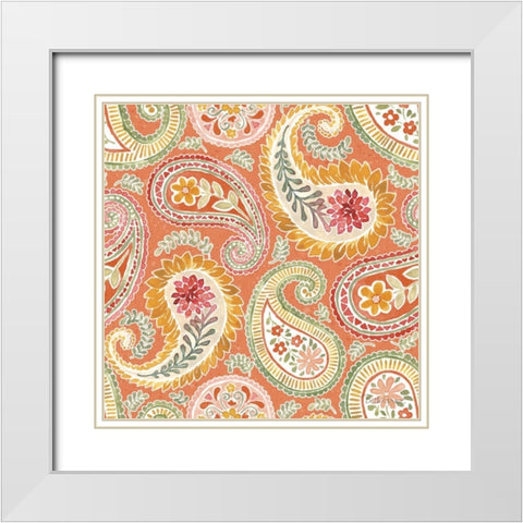 Harvest Bouquet Pattern IIIC White Modern Wood Framed Art Print with Double Matting by Grove, Beth