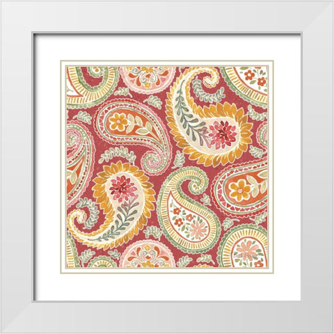 Harvest Bouquet Pattern IIID White Modern Wood Framed Art Print with Double Matting by Grove, Beth