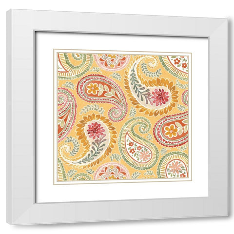 Harvest Bouquet Pattern IIIE White Modern Wood Framed Art Print with Double Matting by Grove, Beth
