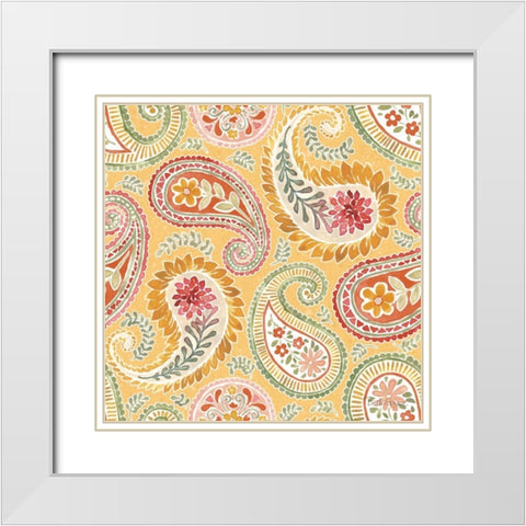 Harvest Bouquet Pattern IIIE White Modern Wood Framed Art Print with Double Matting by Grove, Beth