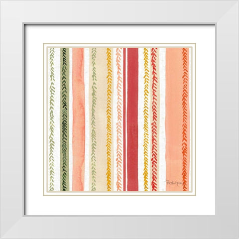 Harvest Bouquet Pattern VI White Modern Wood Framed Art Print with Double Matting by Grove, Beth