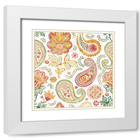 Harvest Bouquet Pattern VIIA White Modern Wood Framed Art Print with Double Matting by Grove, Beth