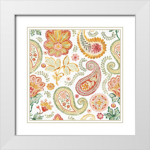 Harvest Bouquet Pattern VIIA White Modern Wood Framed Art Print with Double Matting by Grove, Beth
