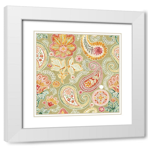 Harvest Bouquet Pattern VIIB White Modern Wood Framed Art Print with Double Matting by Grove, Beth