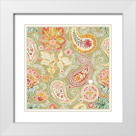 Harvest Bouquet Pattern VIIB White Modern Wood Framed Art Print with Double Matting by Grove, Beth