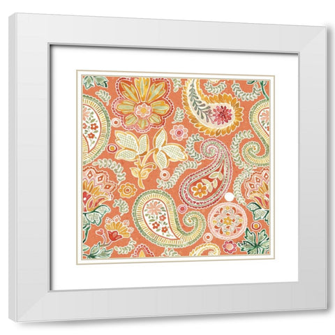 Harvest Bouquet Pattern VIIC White Modern Wood Framed Art Print with Double Matting by Grove, Beth