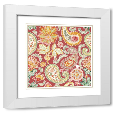 Harvest Bouquet Pattern VIID White Modern Wood Framed Art Print with Double Matting by Grove, Beth