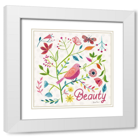 Budding Beauty III White Modern Wood Framed Art Print with Double Matting by Zaman, Farida