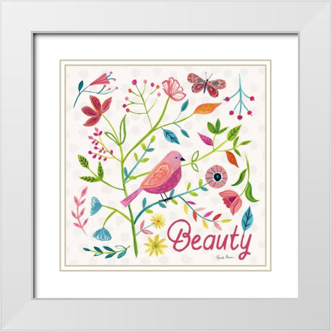 Budding Beauty III White Modern Wood Framed Art Print with Double Matting by Zaman, Farida