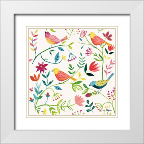 Budding Beauty Pattern IA White Modern Wood Framed Art Print with Double Matting by Zaman, Farida