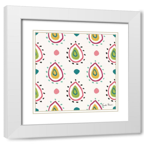 Budding Beauty Pattern IIIA White Modern Wood Framed Art Print with Double Matting by Zaman, Farida