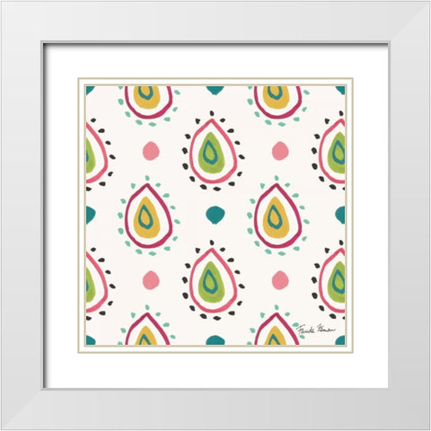 Budding Beauty Pattern IIIA White Modern Wood Framed Art Print with Double Matting by Zaman, Farida
