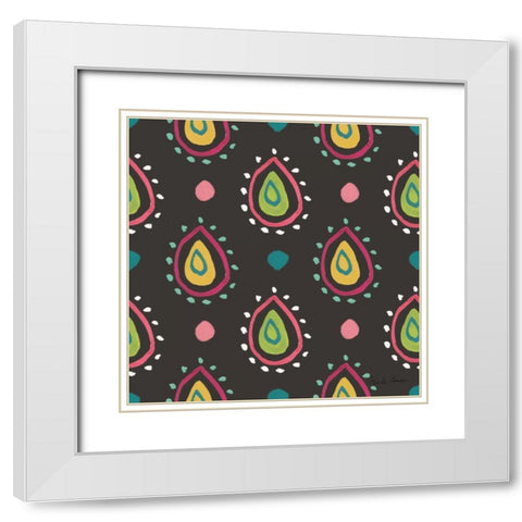 Budding Beauty Pattern IIIB White Modern Wood Framed Art Print with Double Matting by Zaman, Farida