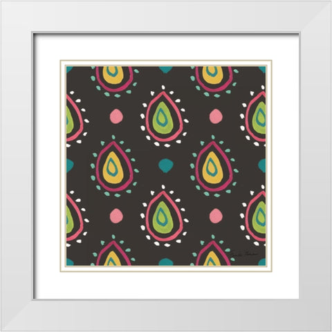 Budding Beauty Pattern IIIB White Modern Wood Framed Art Print with Double Matting by Zaman, Farida