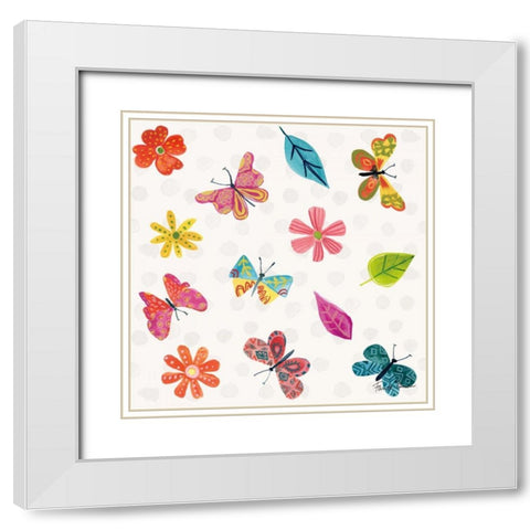 Budding Beauty Pattern IVA White Modern Wood Framed Art Print with Double Matting by Zaman, Farida