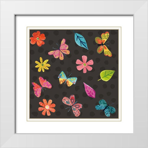 Budding Beauty Pattern IVB White Modern Wood Framed Art Print with Double Matting by Zaman, Farida