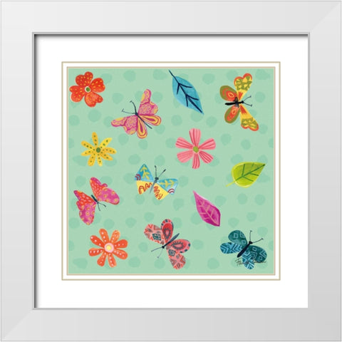 Budding Beauty Pattern IVC White Modern Wood Framed Art Print with Double Matting by Zaman, Farida