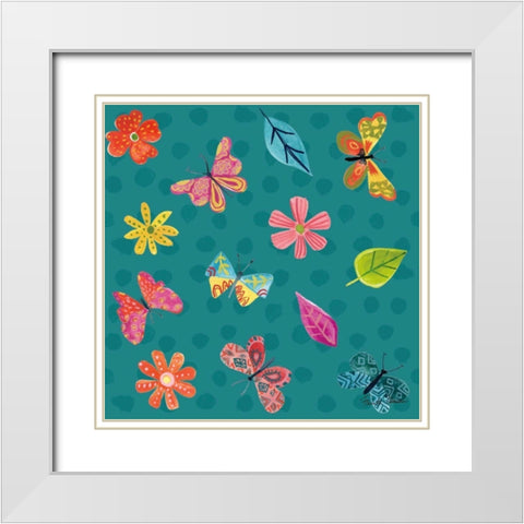 Budding Beauty Pattern IVD White Modern Wood Framed Art Print with Double Matting by Zaman, Farida