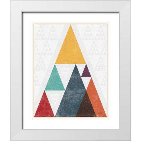 Mod Triangle III v2 Retro I White Modern Wood Framed Art Print with Double Matting by Mullan, Michael