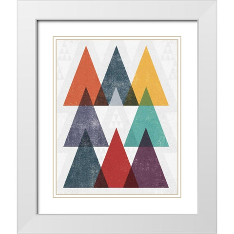 Mod Triangle III v2 Retro II White Modern Wood Framed Art Print with Double Matting by Mullan, Michael