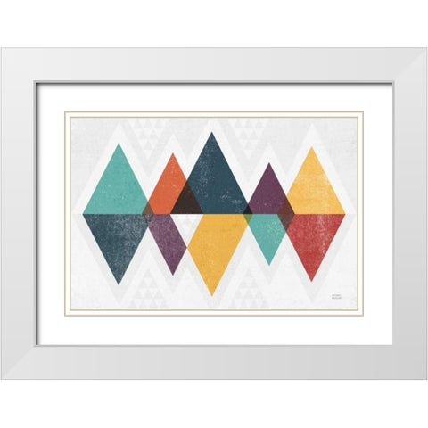 Mod Triangles II Retro White Modern Wood Framed Art Print with Double Matting by Mullan, Michael