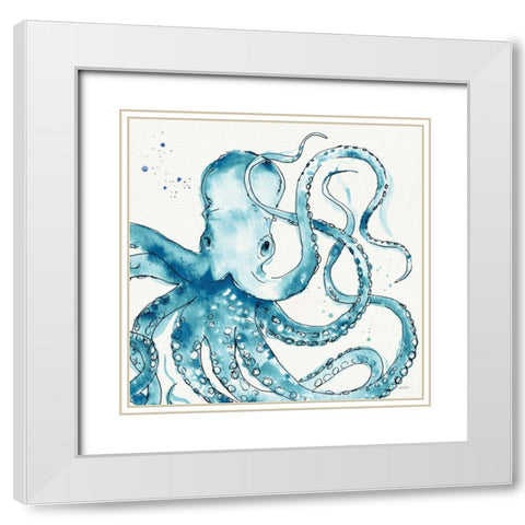 Deep Sea VIII Teal White Modern Wood Framed Art Print with Double Matting by Tavoletti, Anne
