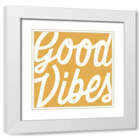 Positivity I Yellow White Modern Wood Framed Art Print with Double Matting by Marshall, Laura