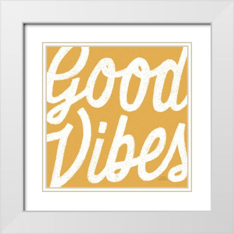 Positivity I Yellow White Modern Wood Framed Art Print with Double Matting by Marshall, Laura