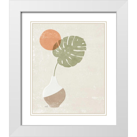 Sun Palm I White Modern Wood Framed Art Print with Double Matting by Hershey, Moira