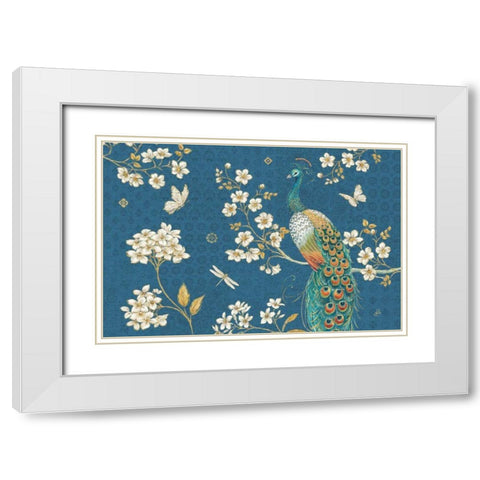 Ornate Peacock II Blue White Modern Wood Framed Art Print with Double Matting by Brissonnet, Daphne