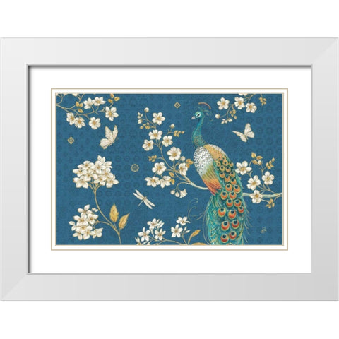 Ornate Peacock II Blue White Modern Wood Framed Art Print with Double Matting by Brissonnet, Daphne