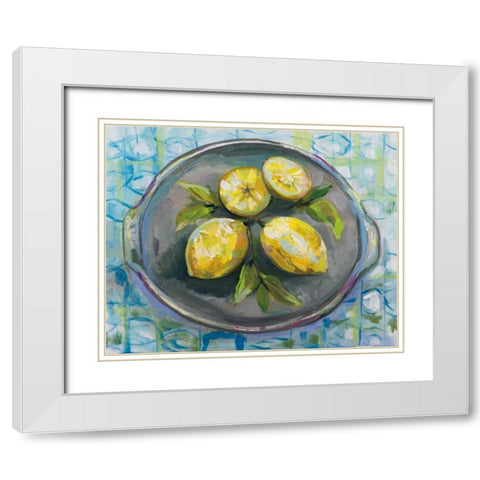 Lemons White Modern Wood Framed Art Print with Double Matting by Vertentes, Jeanette